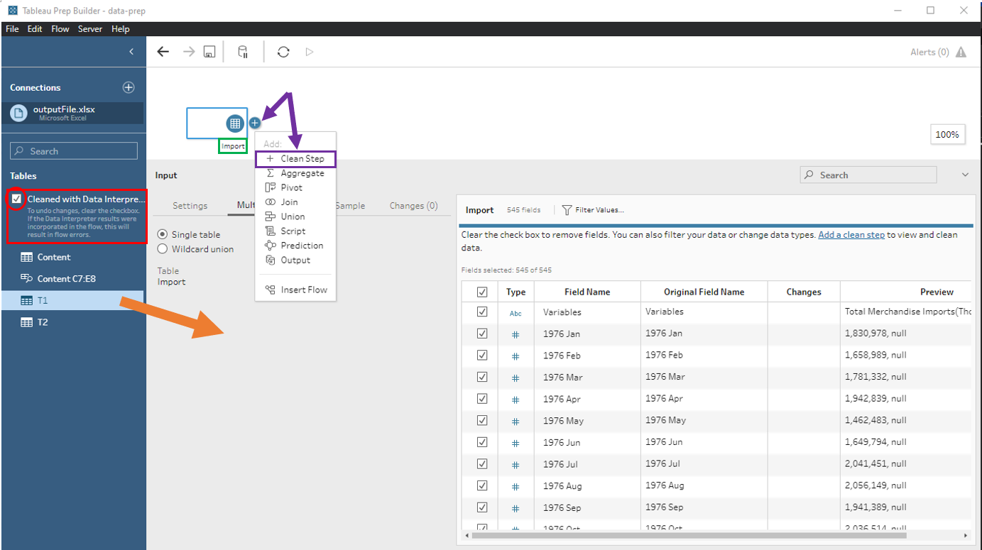 Load the Import worksheet