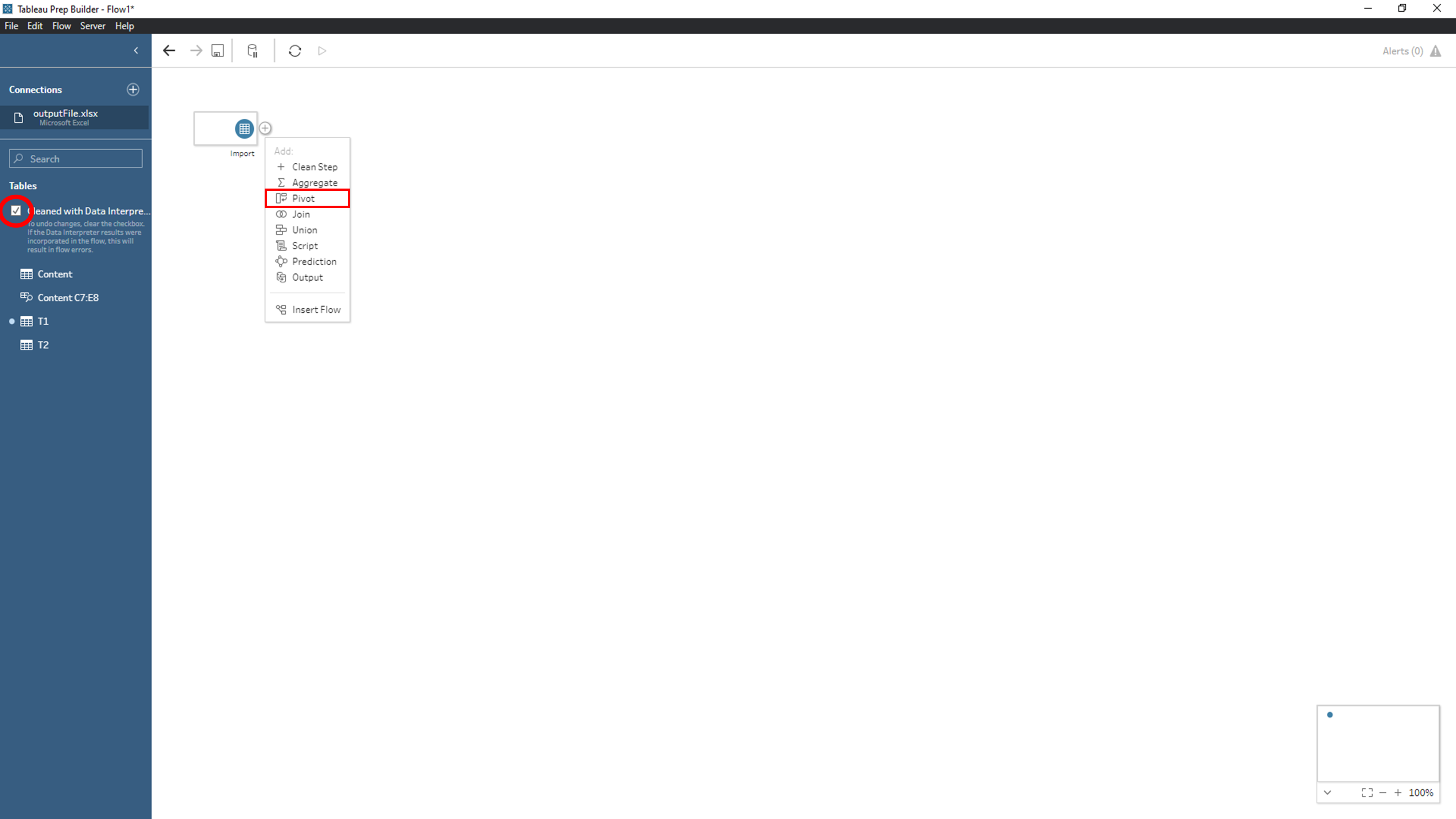 Load the Import worksheet