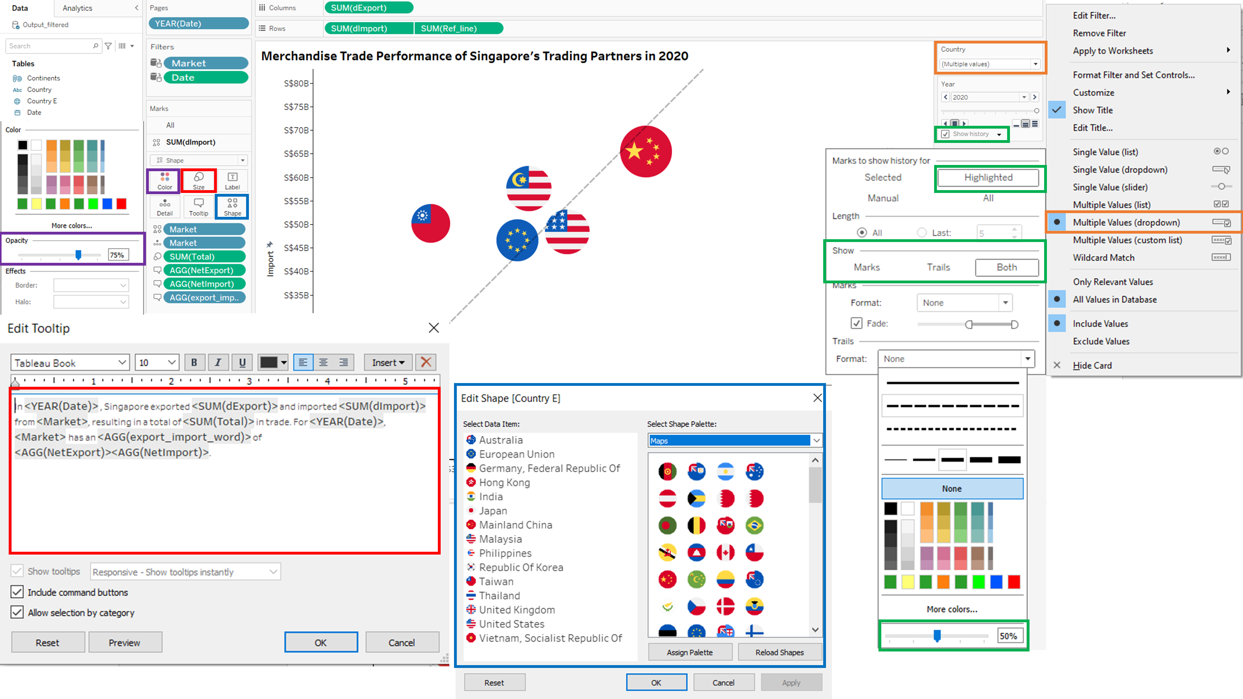 Bubble plot interactive features